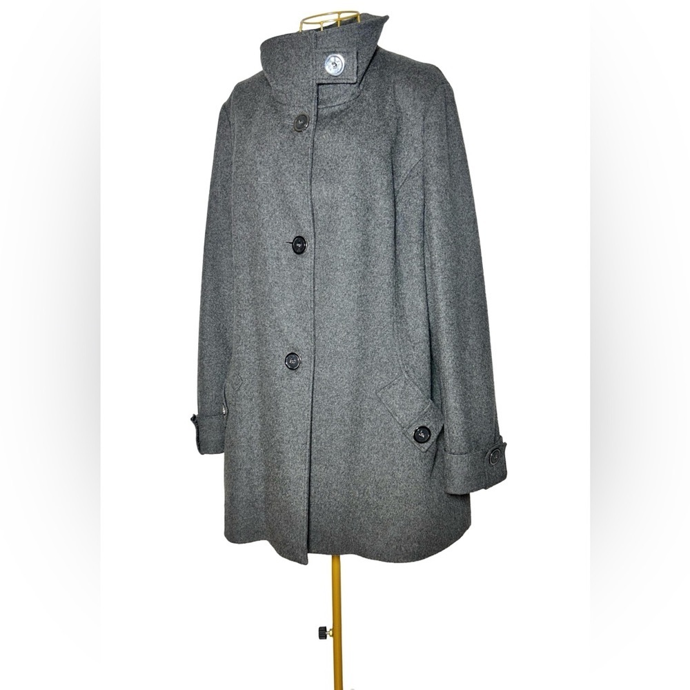 Kristen Blake Wool Classic Gray Dress Coat with Pockets, XXL